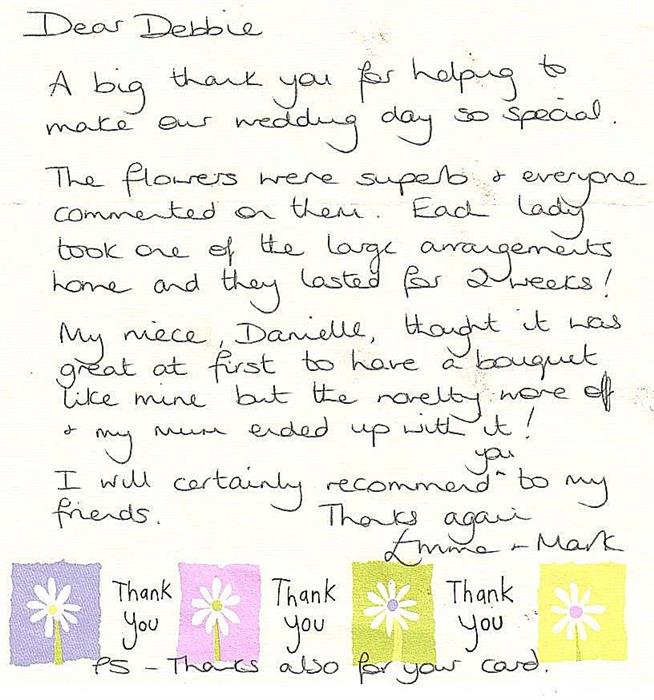Square testimonial or wedding flowers from The Flower Bee