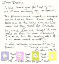 Square testimonial or wedding flowers from The Flower Bee